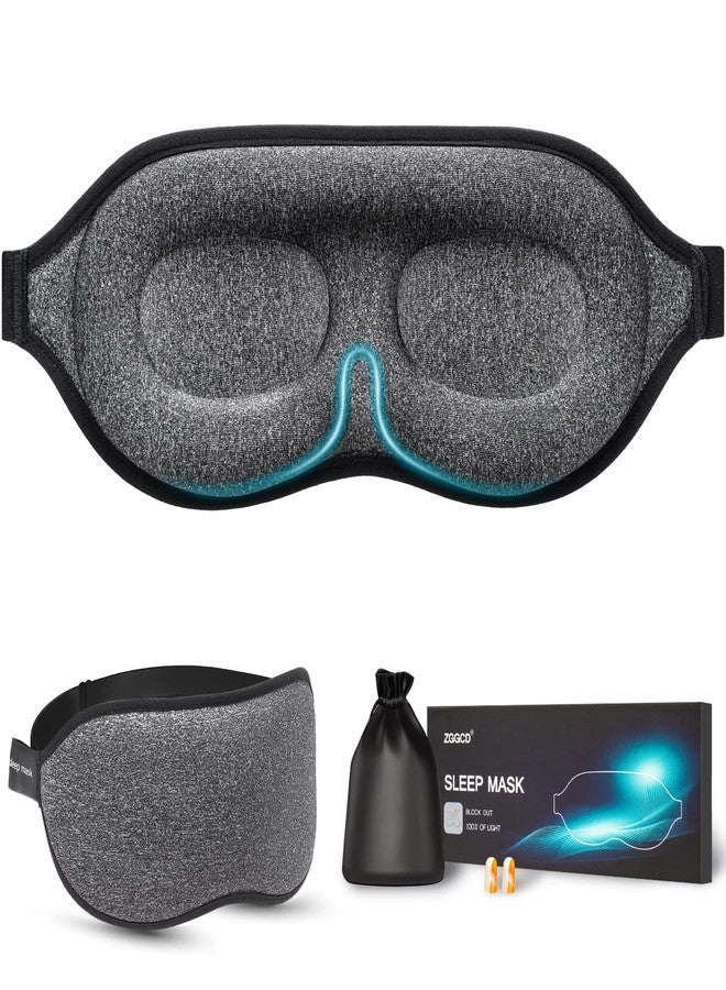 ZGGCD Sleep Mask, 100% Blackout Sleeping Mask for Side Sleeper, 3D Contoured Eye Mask for Women Men, Night Blindfold with Adjustable Strap, Soft Comfortable Eye Cover with Travel Pouch and Earplugs - Image 1